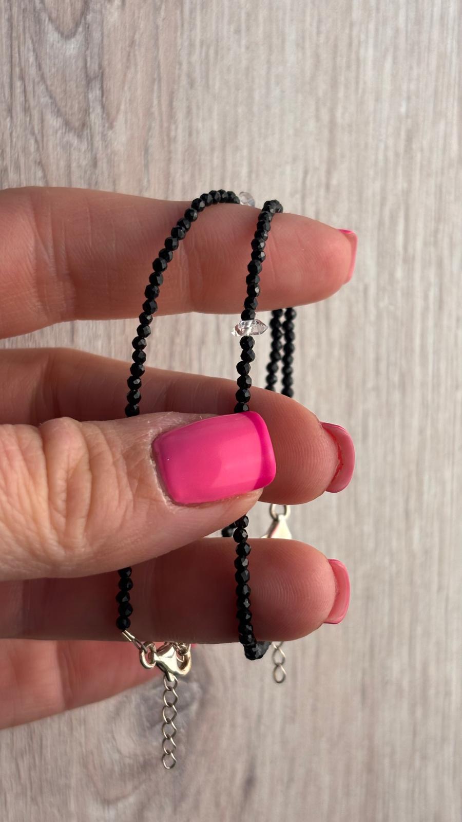 PULSERA FACETADA TURMALINA CON HÉRKIMER 2MM